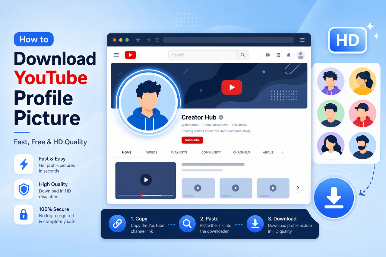 How to download YouTube profile pictures in HD — channel avatar extractor preview