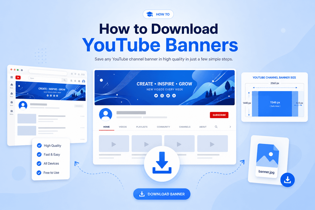 How to download YouTube channel banners in HD using a free banner downloader tool
